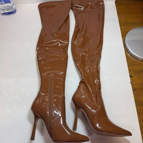 Steve Madden Women 6 Cognac Brown Vanquish Stiletto Thigh High Boots NIB GN4 - Picture 2 of 4